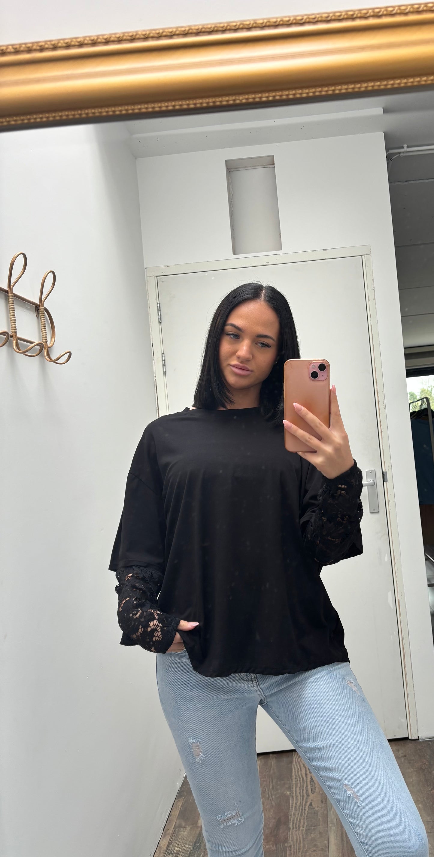 Lace T-Shirt | Zwart