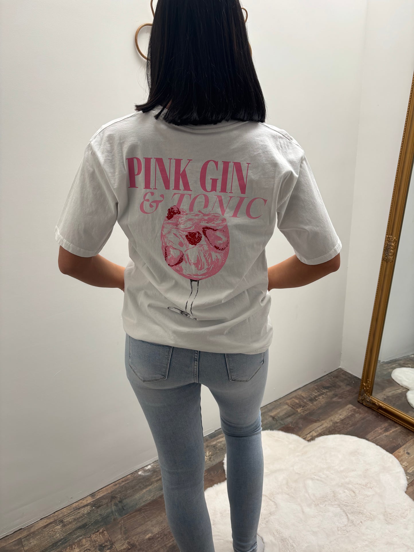 T-shirt Pink Gin | Wit