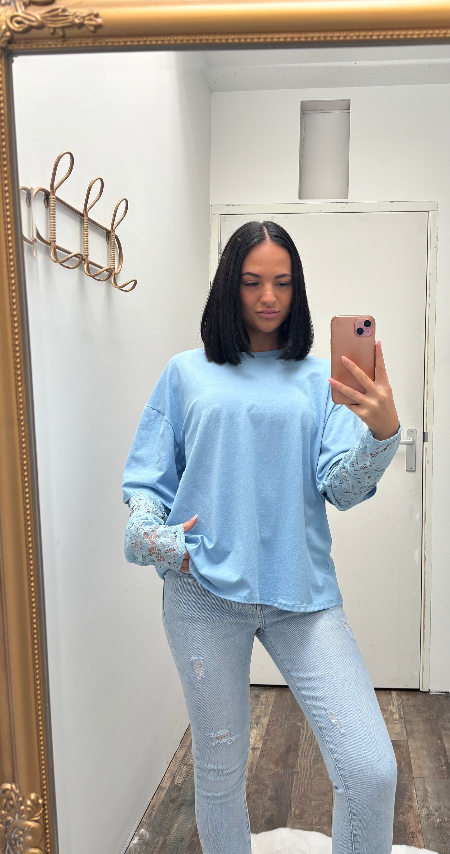 Lace T-shirt | Licht Blauw