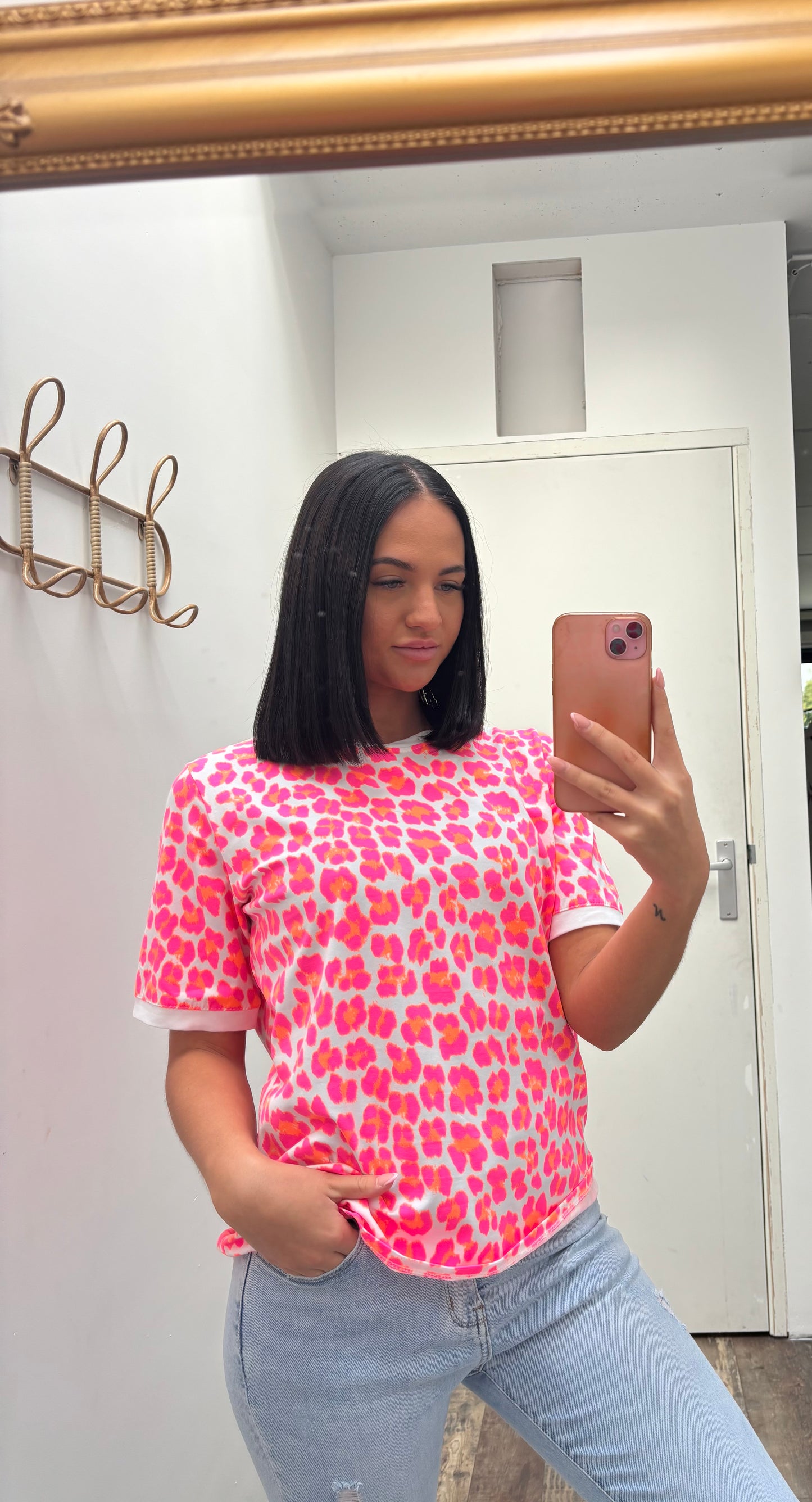 T-shirt leopard | Roze