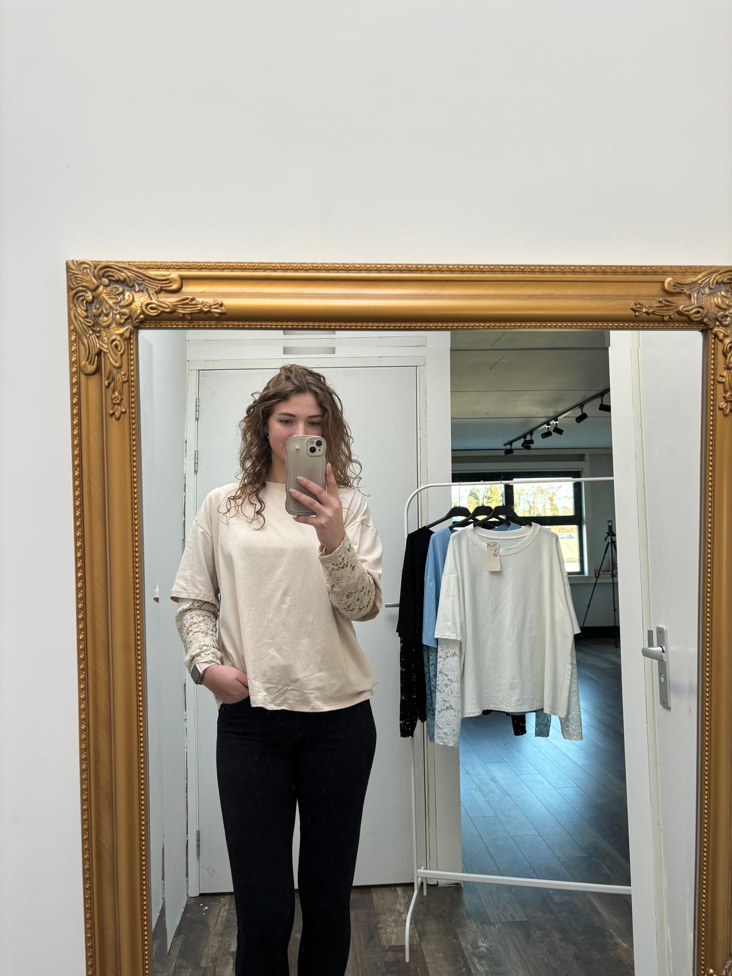 Lace T-shirt | Beige