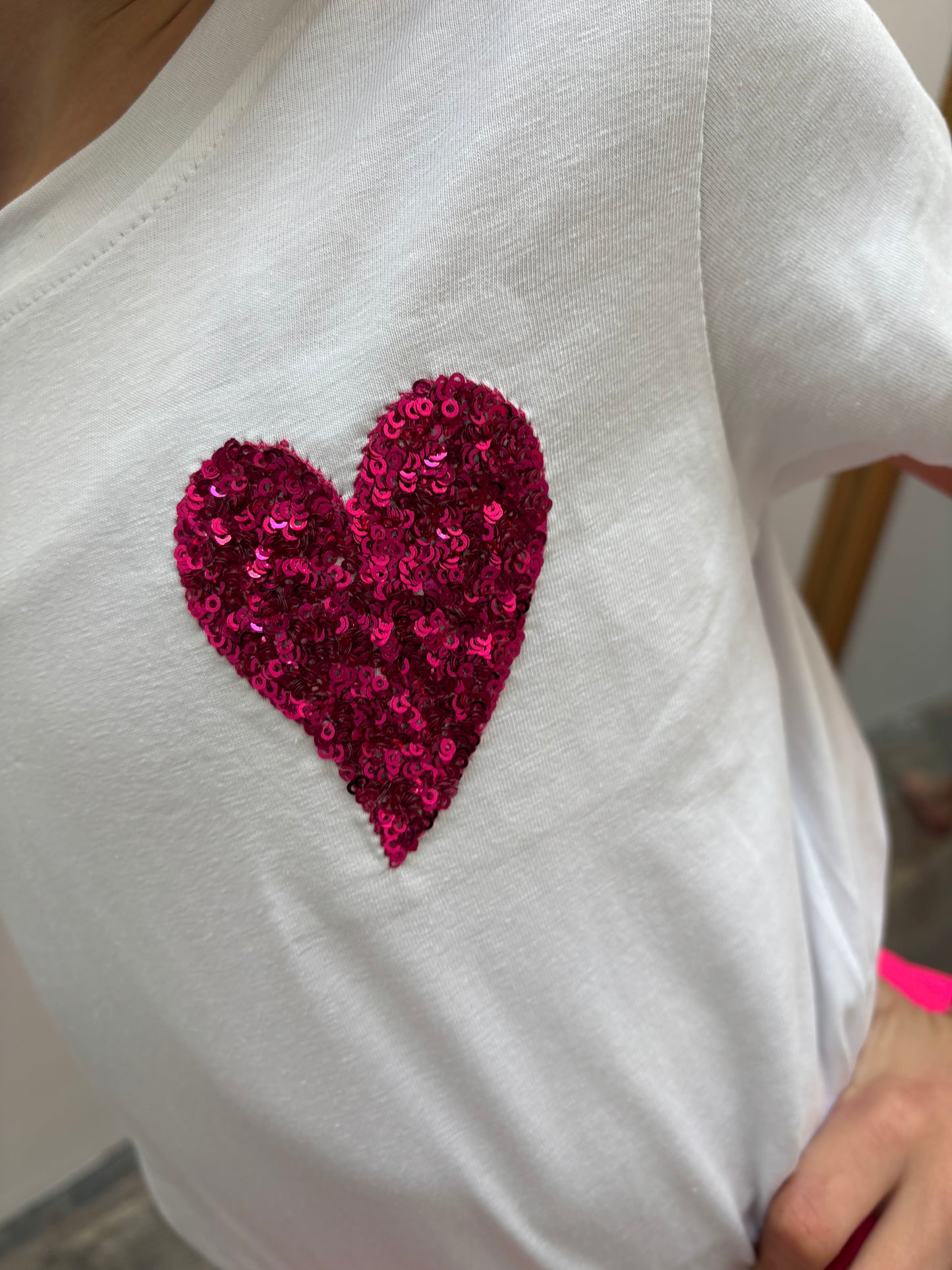 Top Glitter Hart | Roze