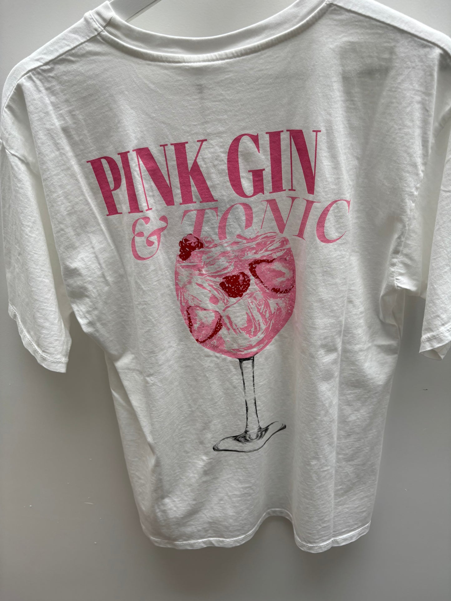 T-shirt Pink Gin | Wit