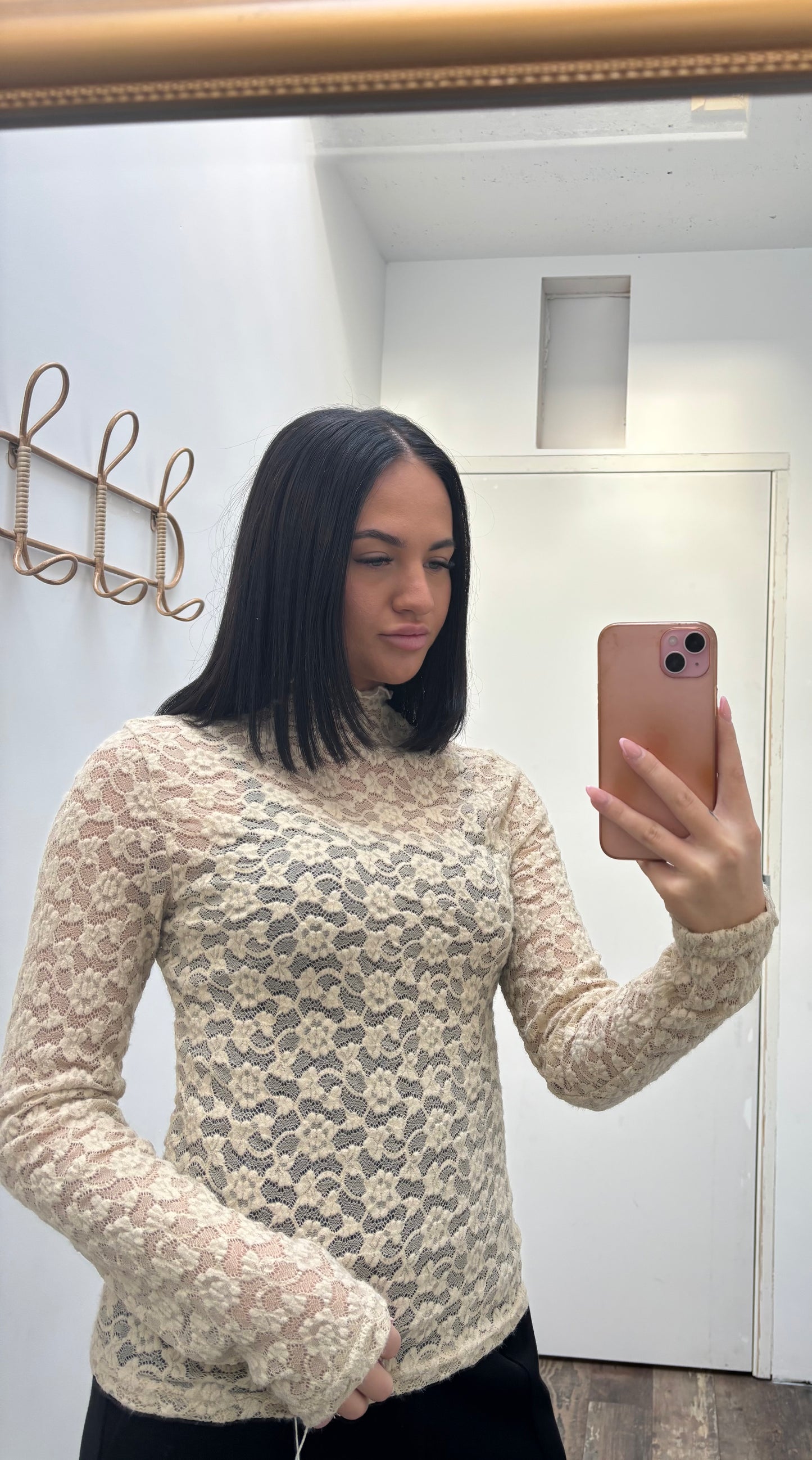 Kanten top Laila | beige