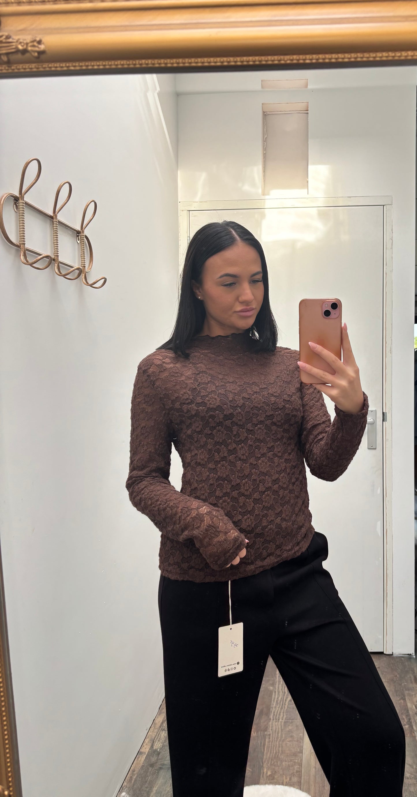 Kanten top Laila | Bruin