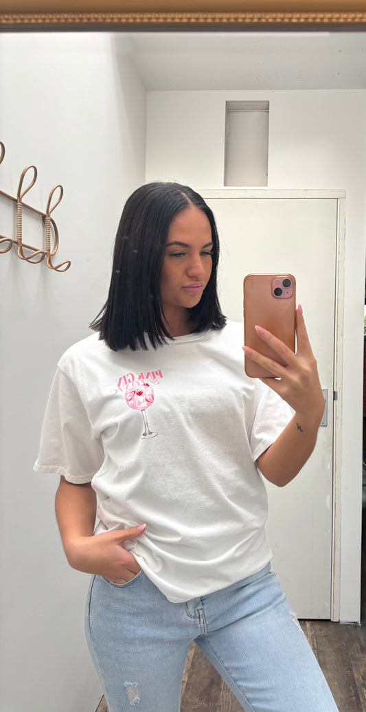 T-shirt Pink Gin | Wit