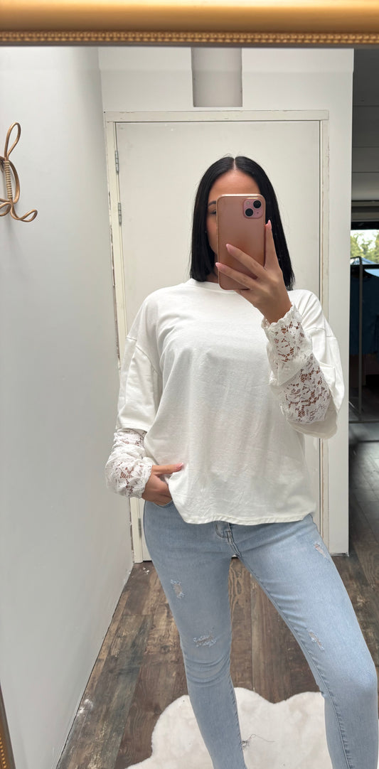 Lace T-shirt | Wit