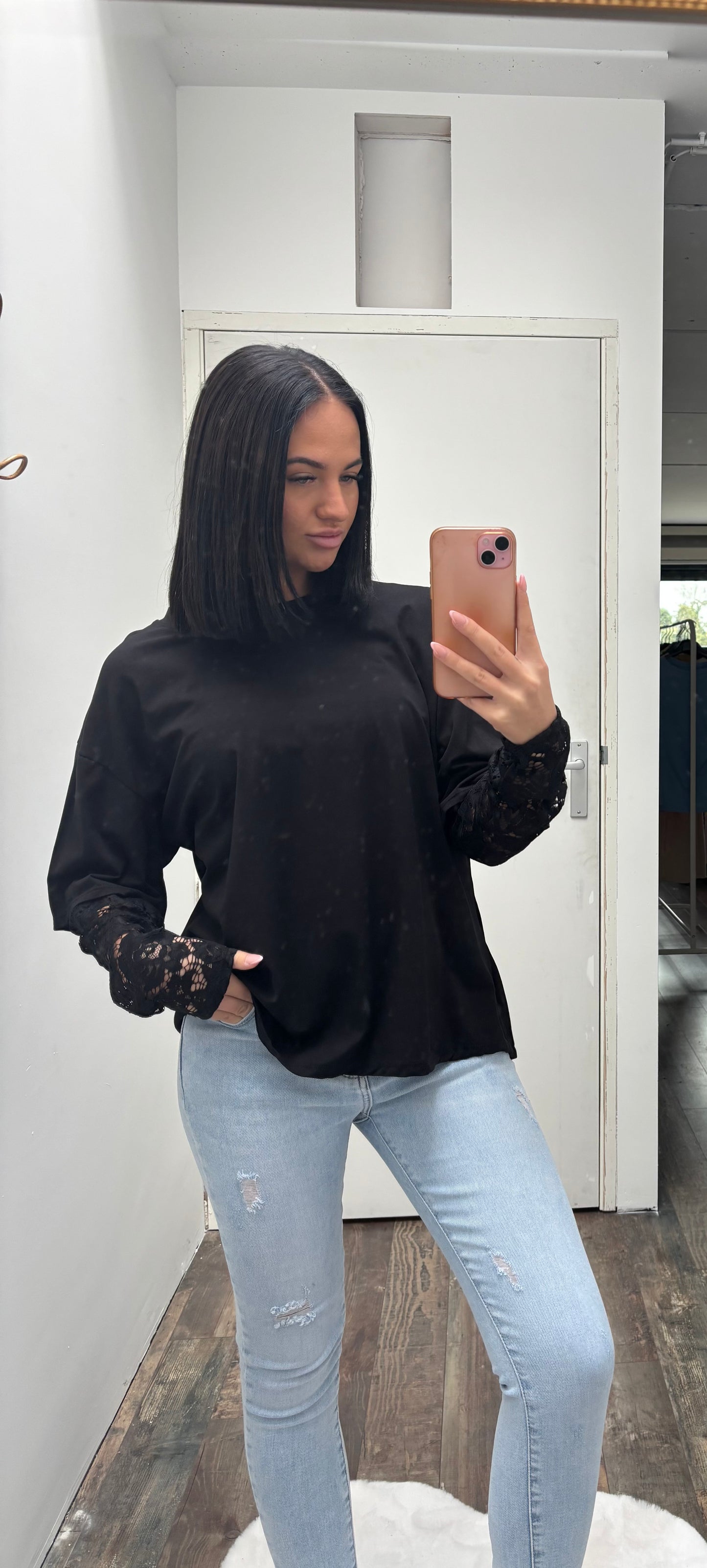 Lace T-Shirt | Zwart