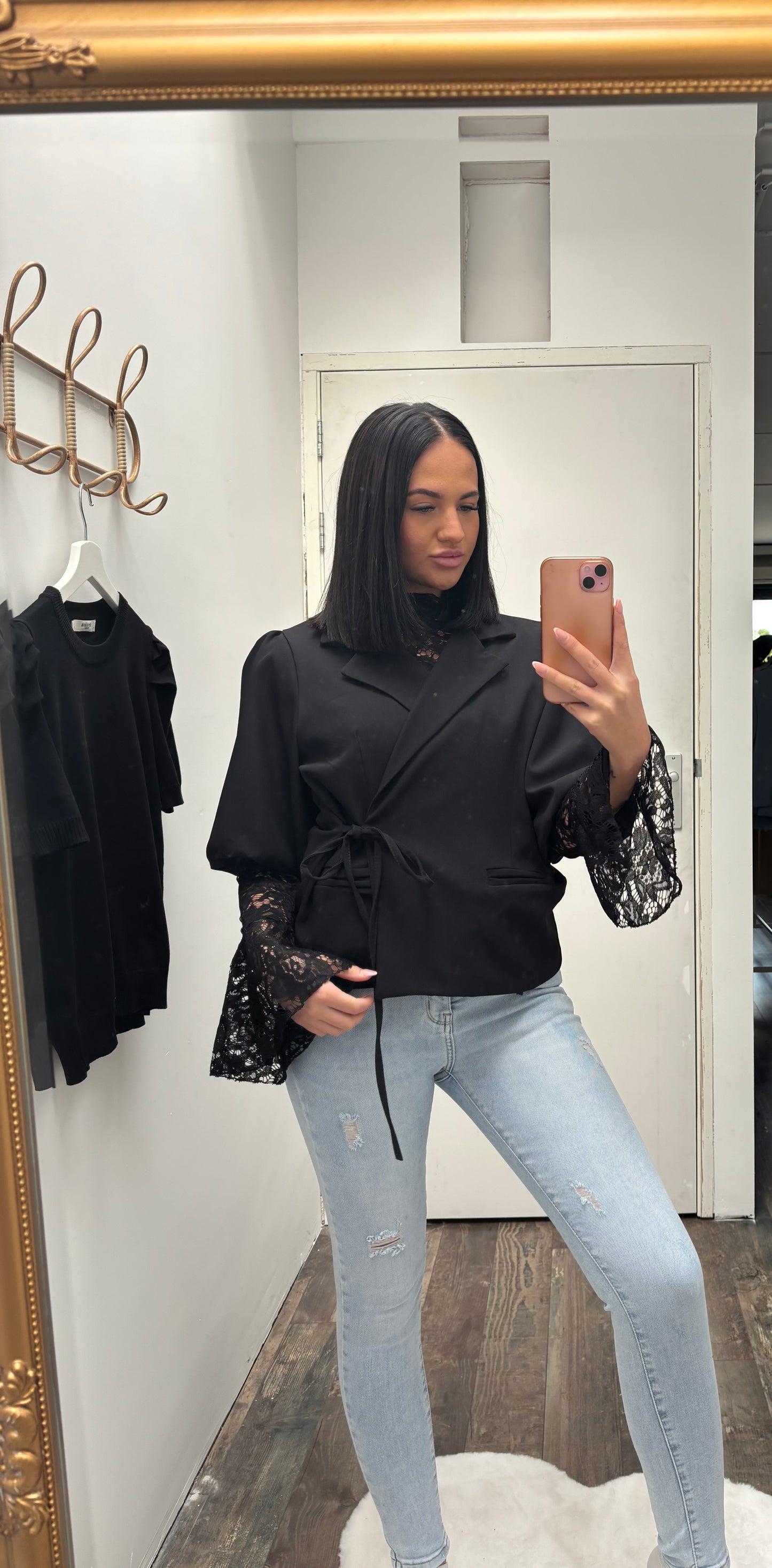 Strikblazer met korte mouw | zwart