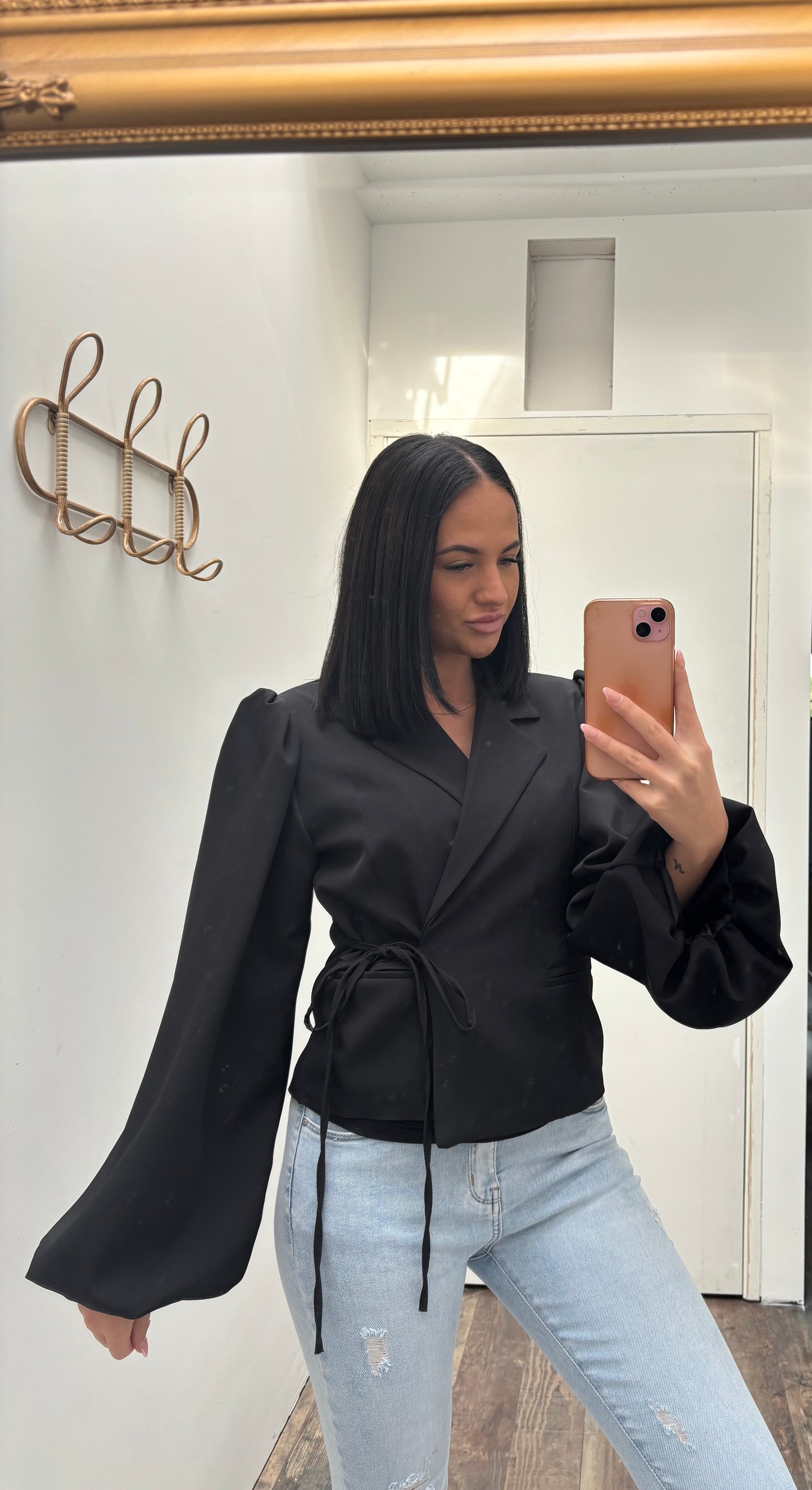 Strik blazer | Zwart