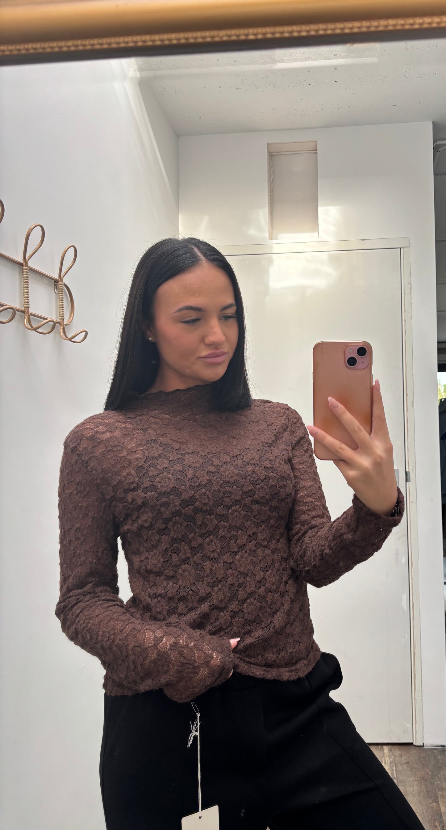 Kanten top Laila | Bruin