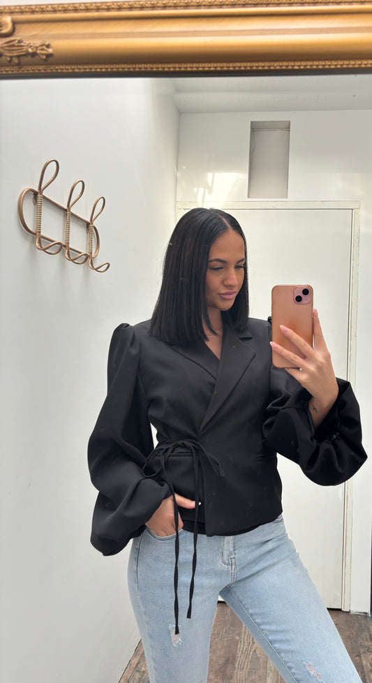 Strik blazer | Zwart