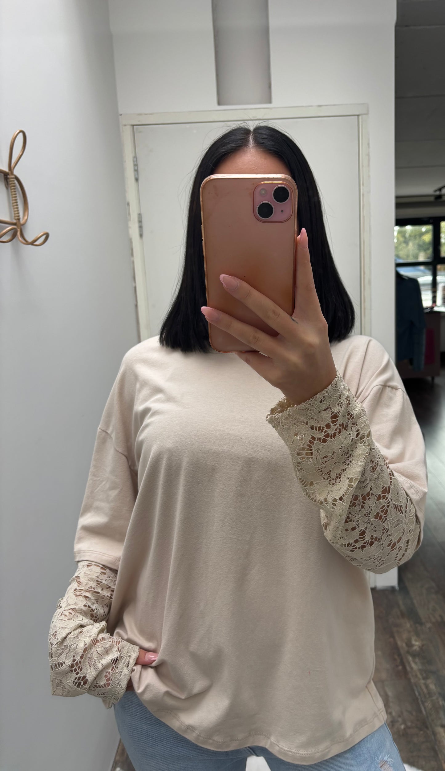 Lace T-shirt | Beige