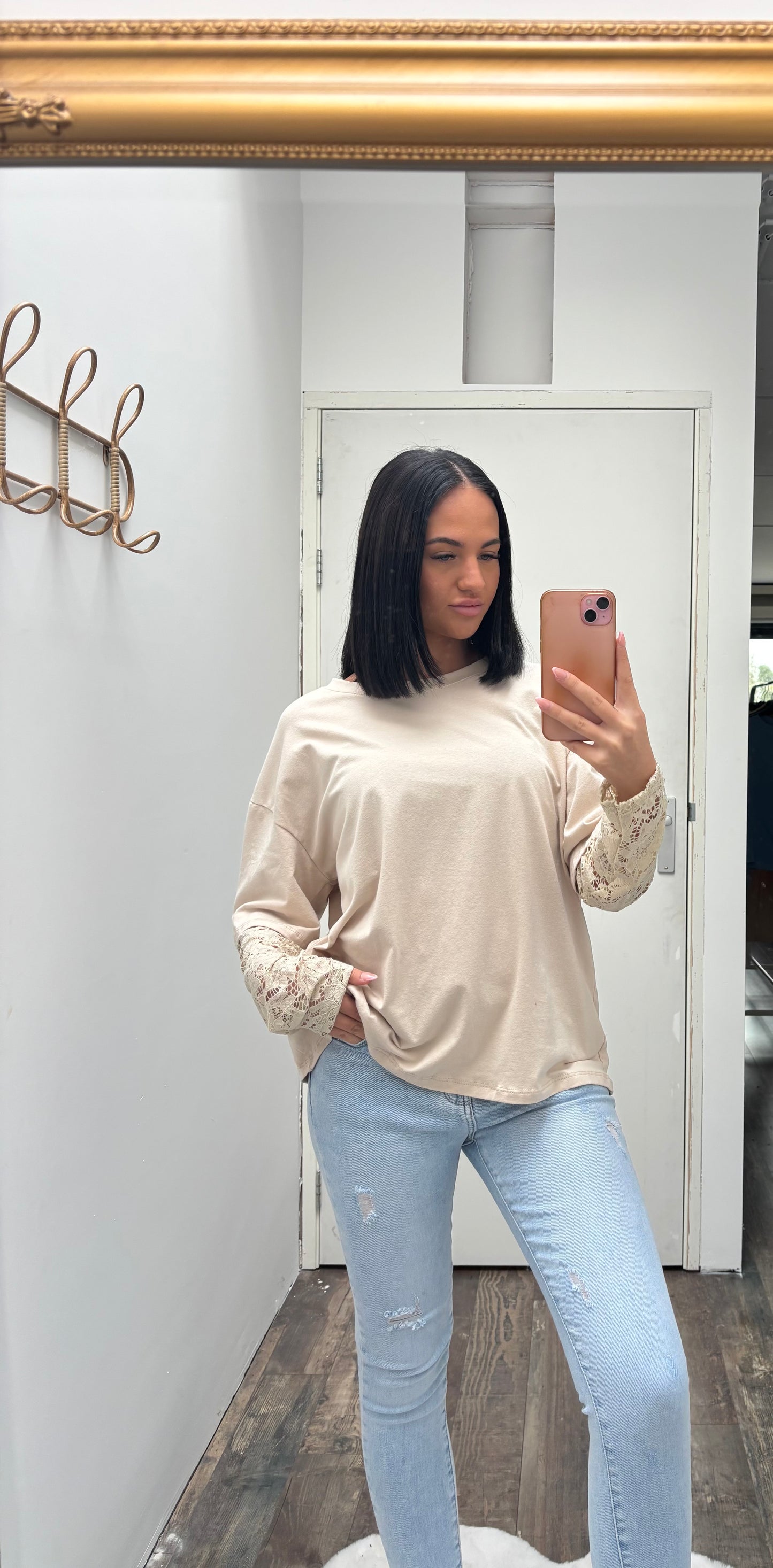 Lace T-shirt | Beige