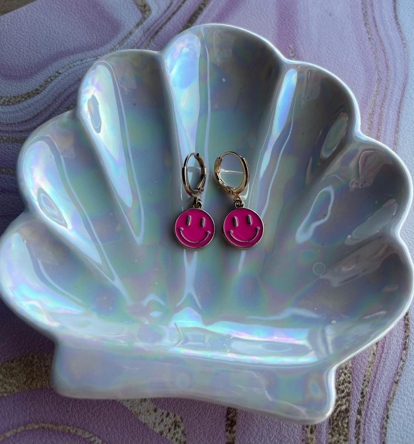 Oorbellen | roze smiley