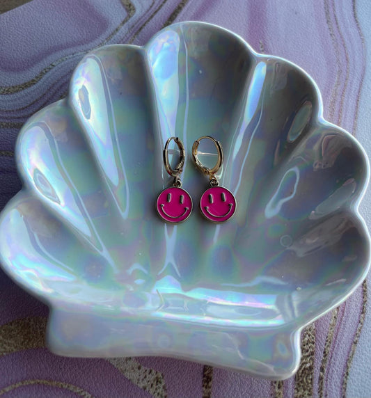 Oorbellen | roze smiley