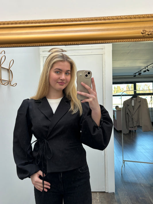 Strik blazer | Zwart