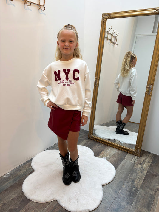 Leather look skort | Burgundy