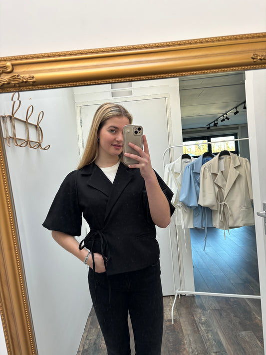 Strikblazer met korte mouw | zwart