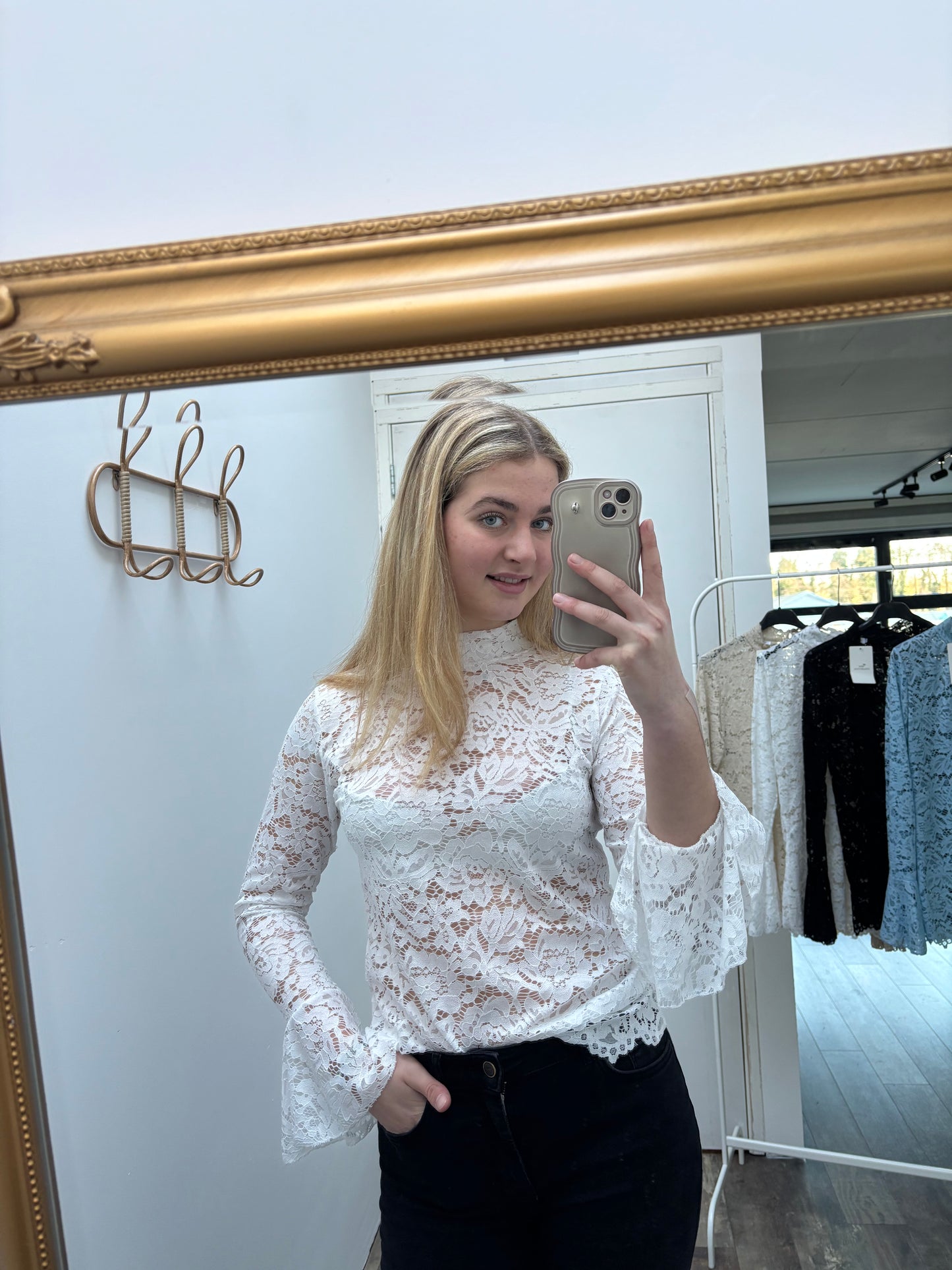 Kanten top | Wit