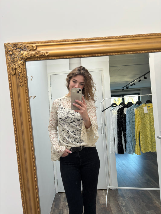 Kanten top | Beige
