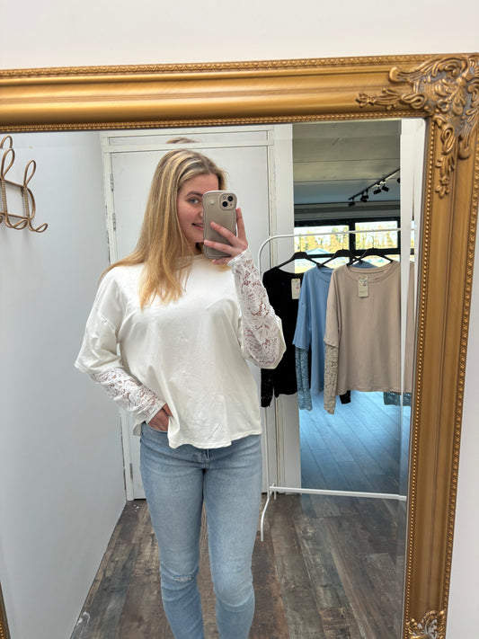 Lace T-shirt | Wit