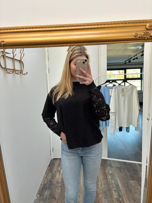 Lace T-Shirt | Zwart