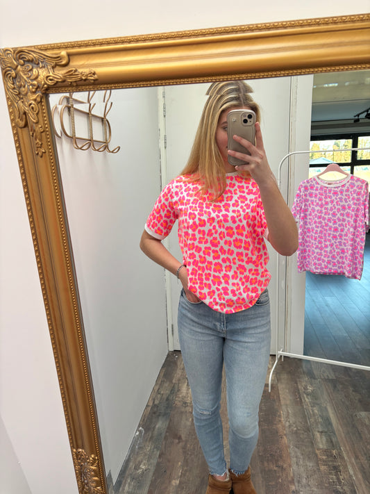 T-shirt leopard | Roze