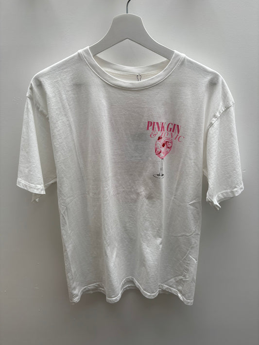 T-shirt Pink Gin | Wit